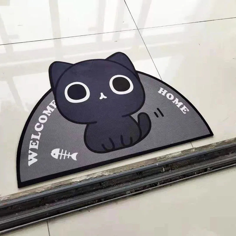 tapis d'entrée moderne dessin animé chats bienvenue couleurs variées résistant imperméable