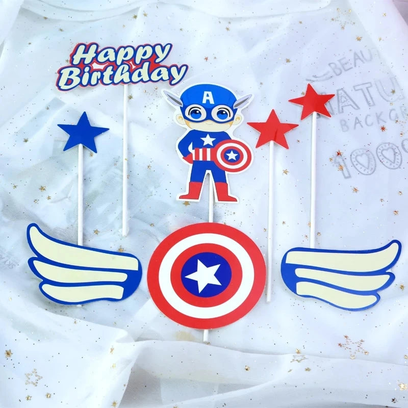 décoration gâteau thème batman captain america chauves souris ville super héros anniversaire enfant festivité