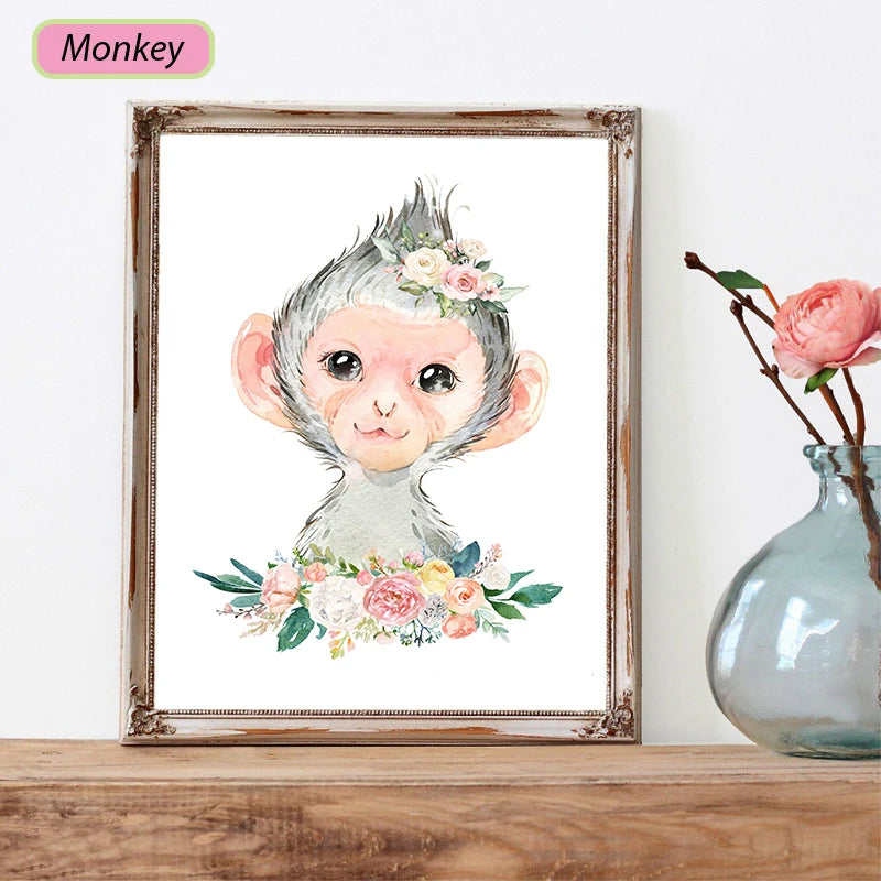 Tableau personnalisable animaux pastel chambre enfant