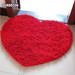 tapis rouge pelucheux coeur moderne résistant antidérapant sol bain chambre adultes