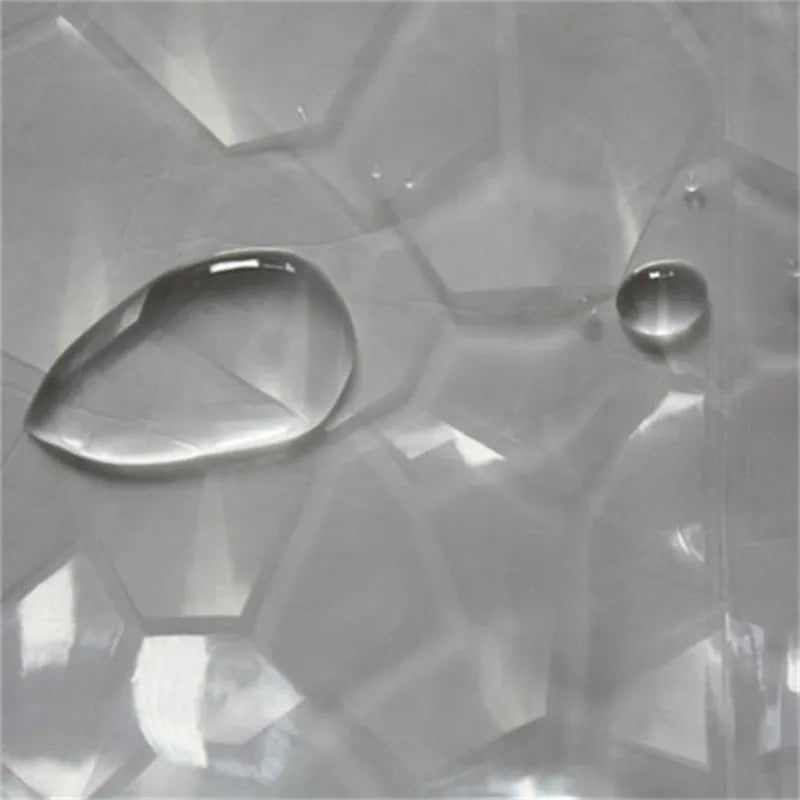 rideau douche moderne hexagones transparent bleu clair douche salle bain étanche PEVA