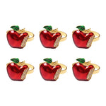 Ronds de serviette pomme rouge avec strass pour Noël