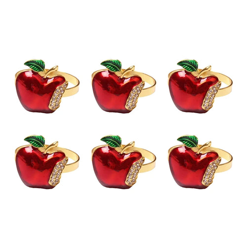 Ronds de serviette pomme rouge avec strass pour Noël