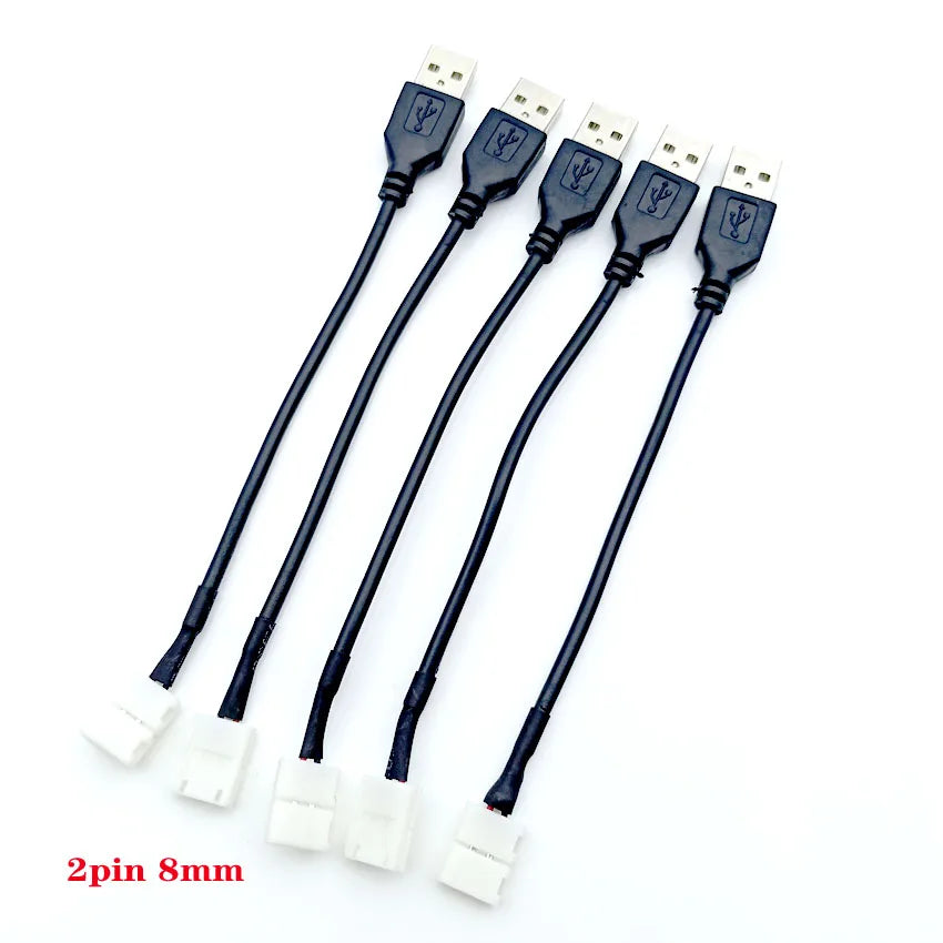 câble usb led 8mm 10mm 30pièces connecteur adhésif noir plat moderne