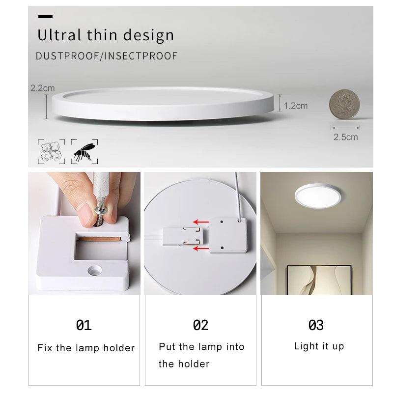 plafonnier led blanc moderne opacité adhésif 6w 9w 13w 18w 24w 85265v salle bain
