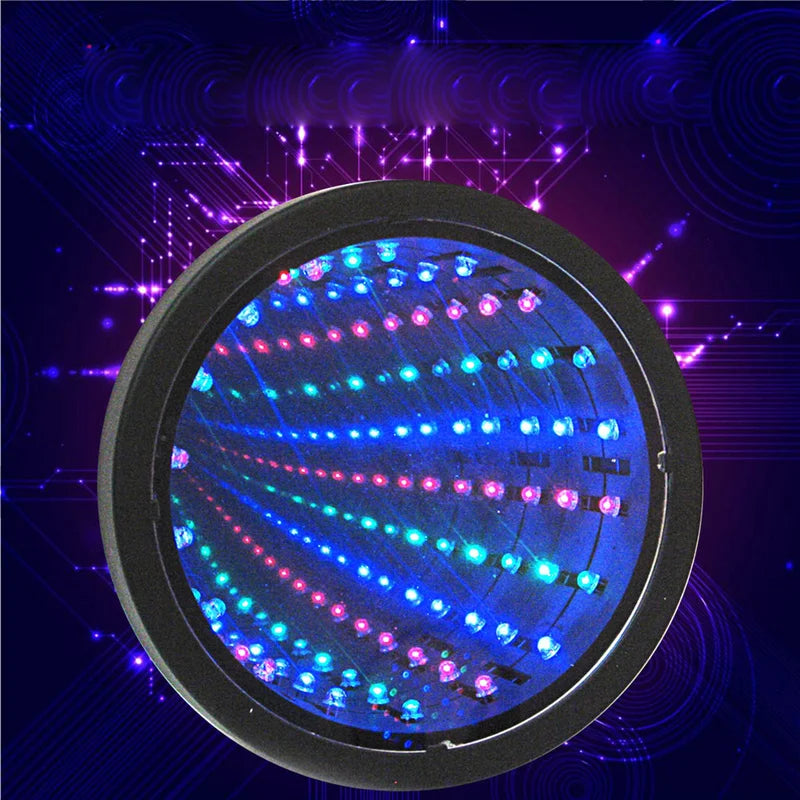 décoration lumineuse effet optique led bleu rouge violet moderne