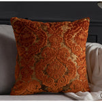 taies d'oreiller velours fleur motif floral damas relief élégantes classiques beige vert bleu marron