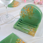 moule silicone résine époxy diy coaster support géométrique moderne élégant fleur paillettes dorées