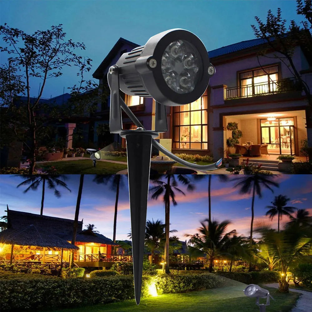 projecteur led noir moderne imperméable ip65 70x60x127 mm piquet câble électrique
