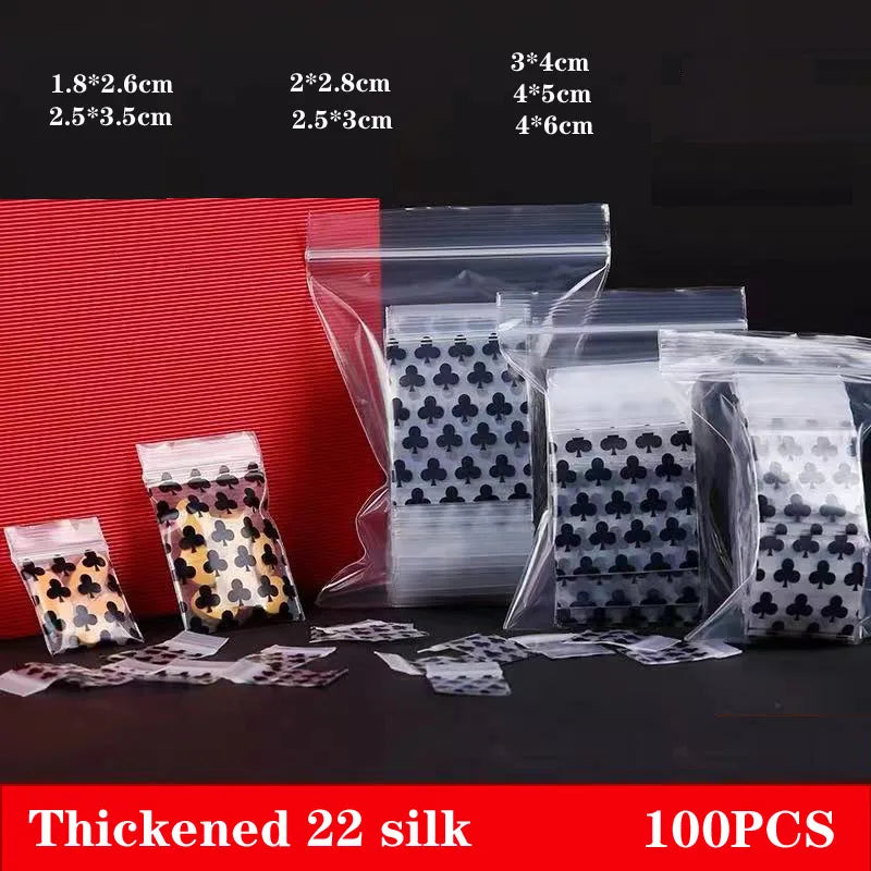 sachets plastique transparents motif cœurs noirs fermeture glissière pratique utilitaire variété tailles