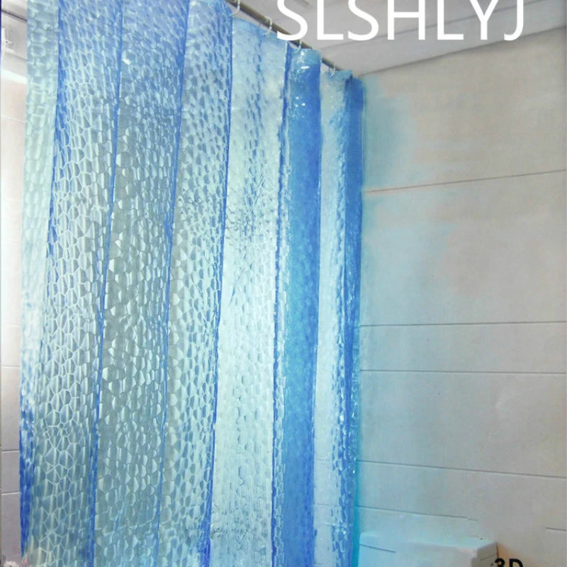 rideau douche moderne hexagones transparent bleu clair douche salle bain étanche PEVA