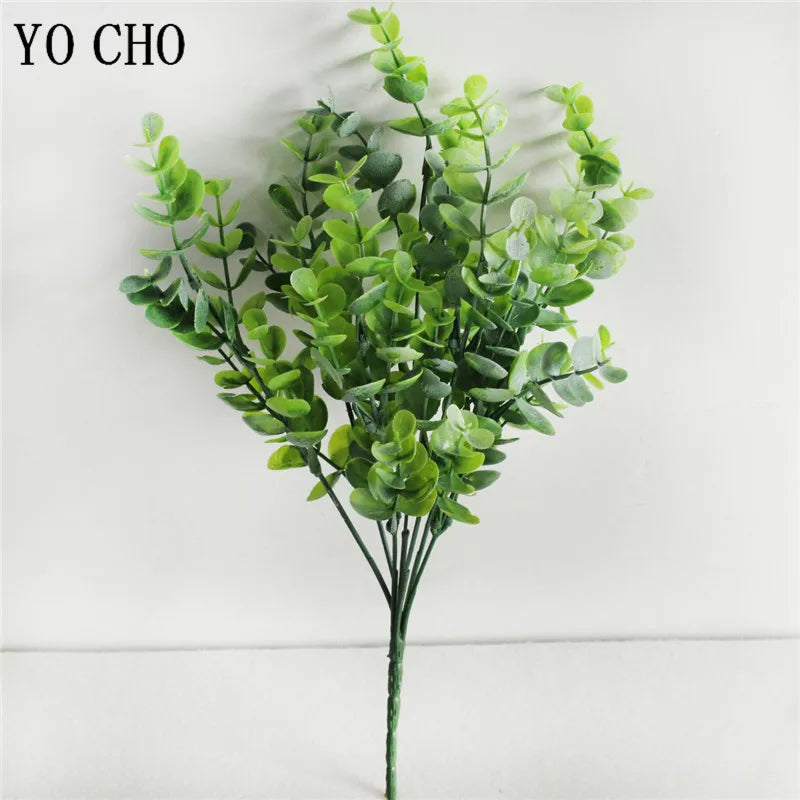 plantes artificielles feuilles eucalyptus vert branches murales décoration mariage anniversaireextérieur moderne