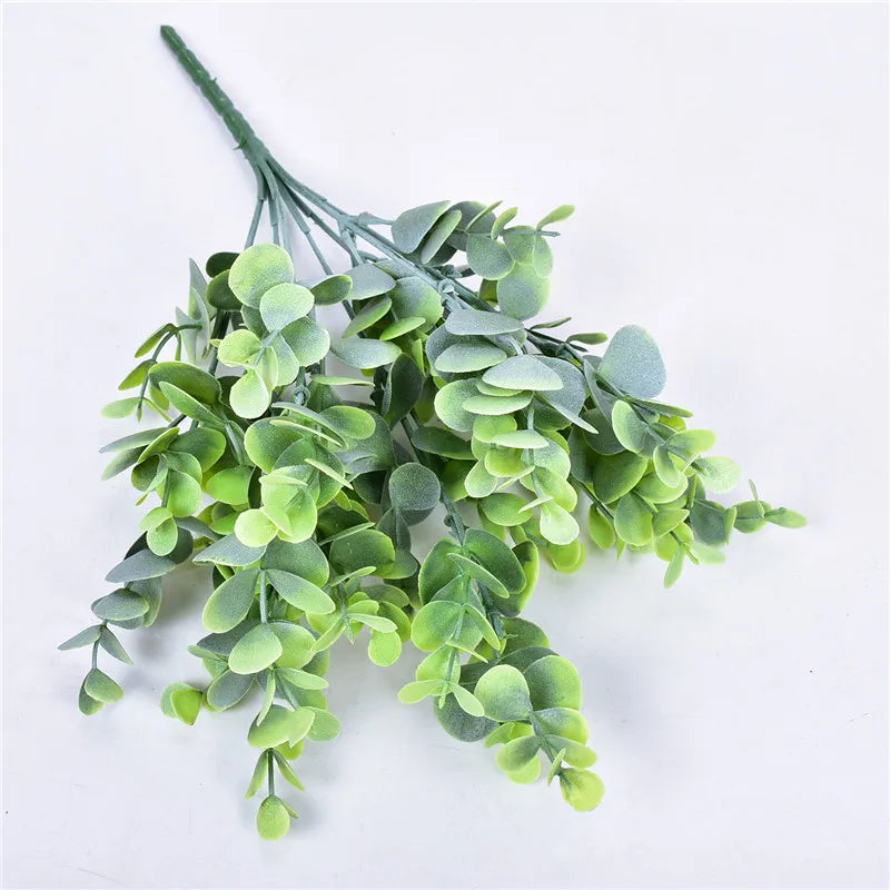 plantes artificielles feuilles eucalyptus vert branches murales décoration mariage anniversaireextérieur moderne