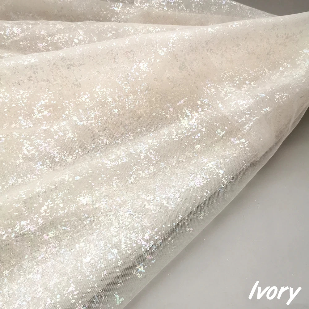 tissu polyester brillant effet paillettes moderne vert pastel rose violet bleu clair opaque décoration