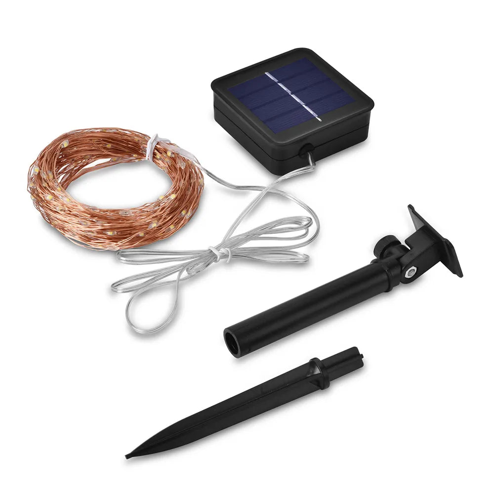 guirlande lumineuse solaire bleue 20m led ip65 moderne auto éclairage extérieur festive abs
