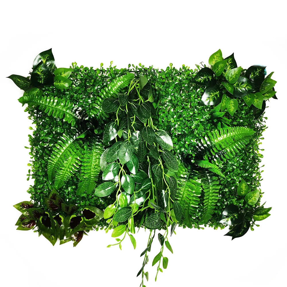 panneau végétal artificiel feuilles naturelles extérieur herbes variées stylisé accrochableextérieur vertbrunfoncé