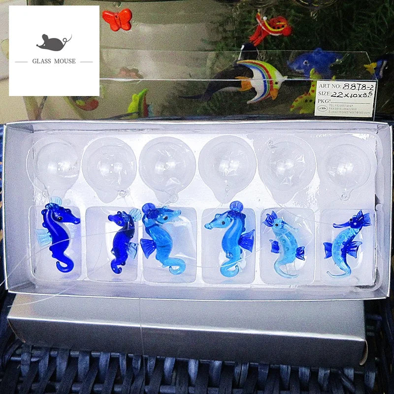 boules noel verre poissons decoratives transparentes artisanal animaux poissons colorés festive