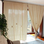 rideaux bohèmes broderies fleurs lin translucides salon boutique crème