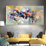tableau decoratif abstrait moderne toile couleur bleu rouge vert chambre salon