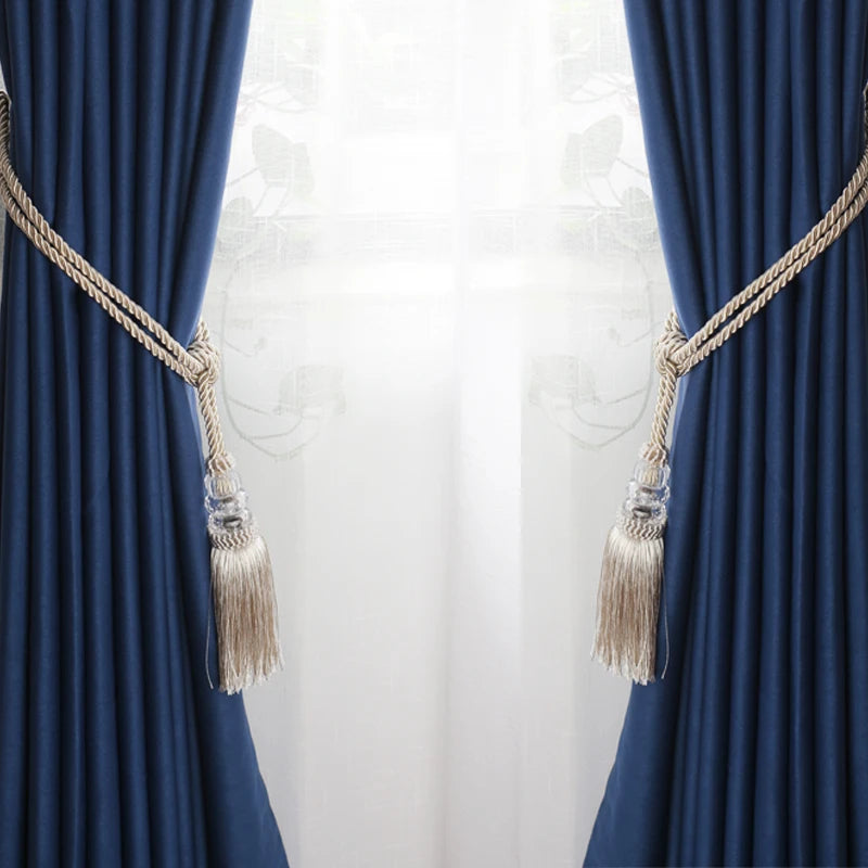 pompon rideau beige noir decoratif textile maison facile utilisation classique or argent bleu