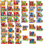 autocollants cartes collection multicolores personnages cartoon noms numéros jeu enfants adolescents