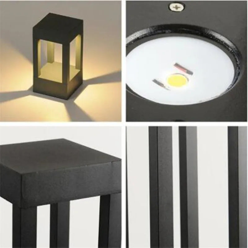 lumière gazon led étanche ip65 moderne 15w noir aluminium fixations autonomesextérieur