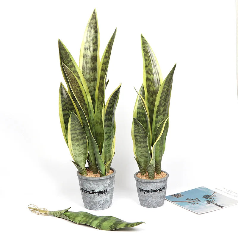 plantes artificielles vertes feuilles tropicales moderne decoration intérieure extérieur aloe vera sansevieria branches longues