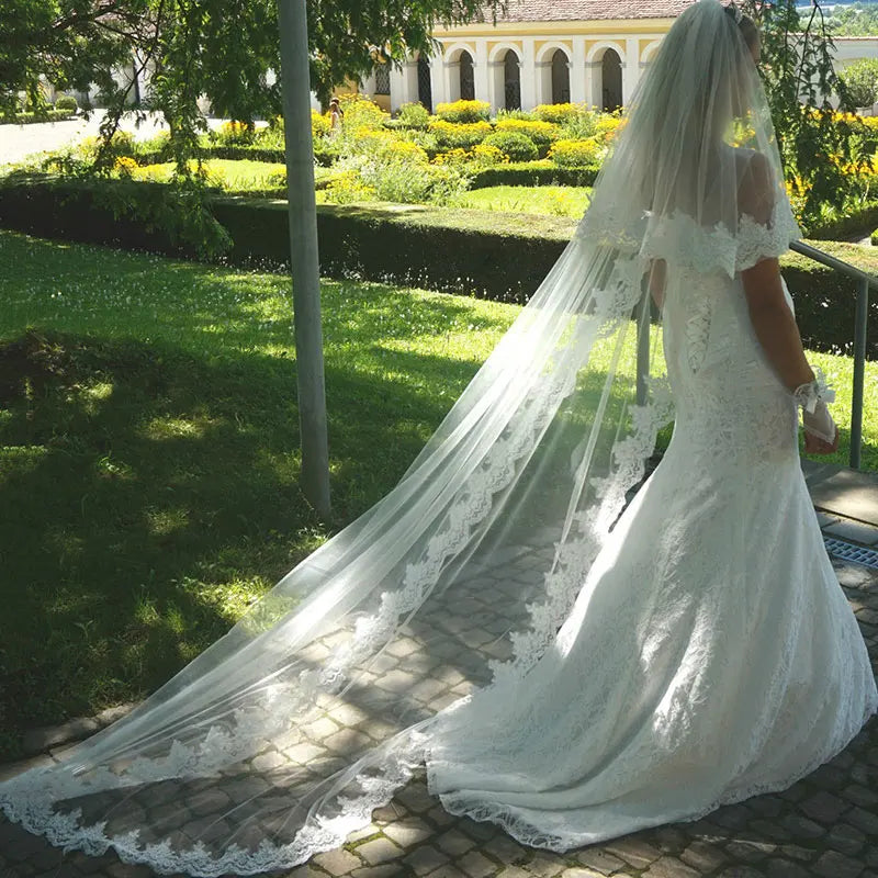 voile mariage double couche dentelle blanc opale vintage robe mariage fixations transparent