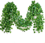 guirlande lumineuse feuilles artificielles 100 led extérieur moderne décoration mariage jardin vert blanc