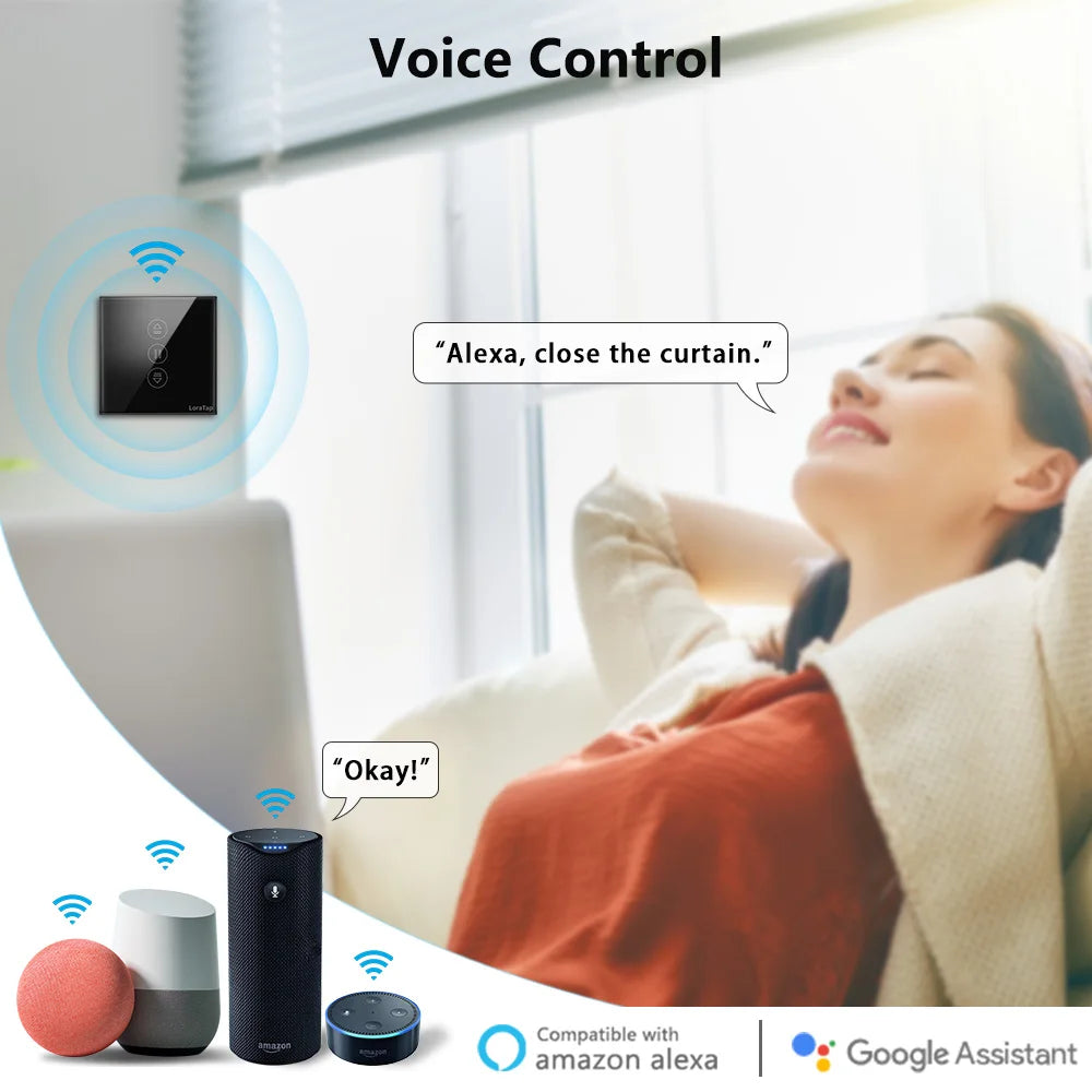 interrupteur rideau intelligent rf wifi google alexandre compatible motor stores télécommande noire moderne