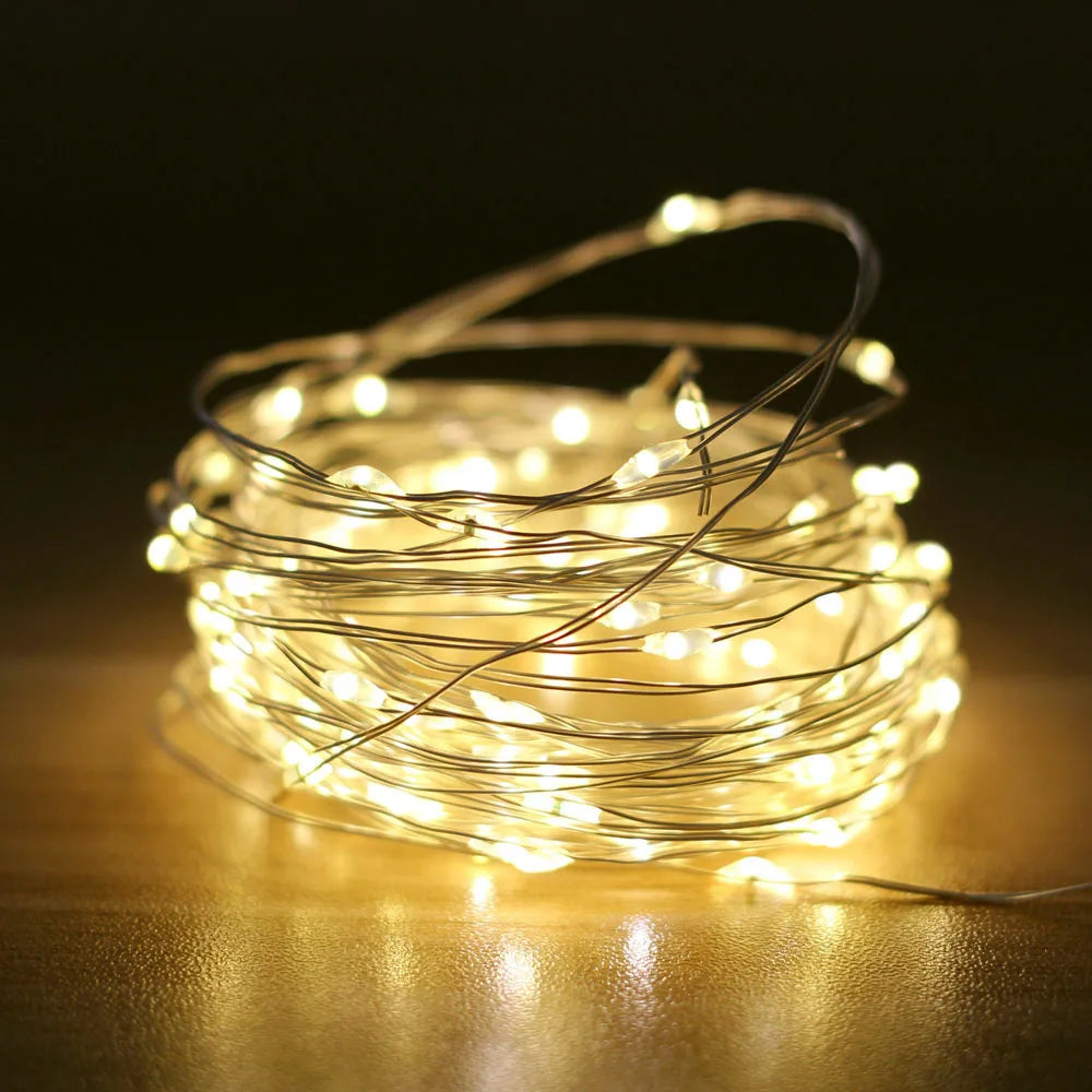 guirlande lumineuse led 5m 10m 20m blanc chaud télécommande modes festive moderne