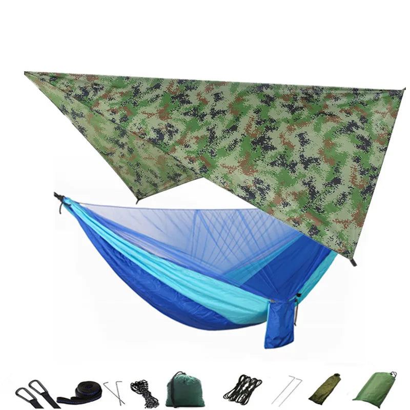 hamac camping moustiquaire auvent portable randonnée voyage survie extérieur vert