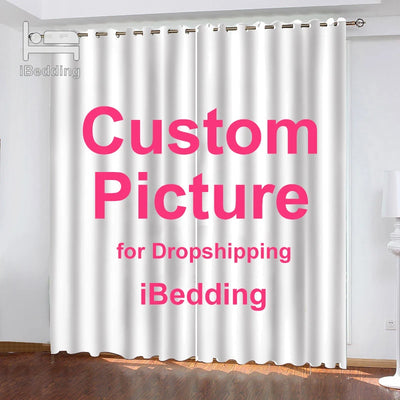 Rideau personnalisé pour salon avec impression photo blanche