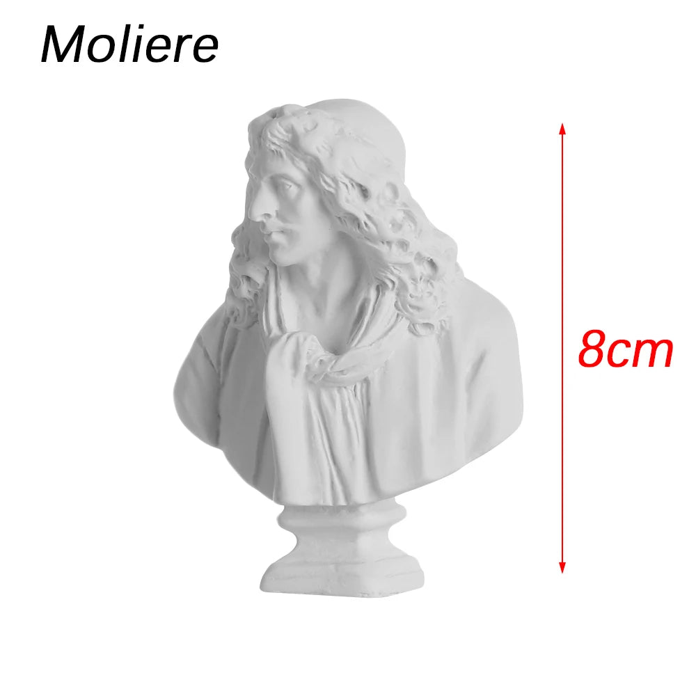 buste sculpté résine blanc détails granuleux classique réaliste décoration intérieureportrait miniature