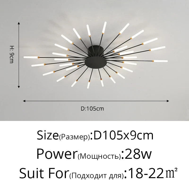 plafonnier moderne or noir lumineux acier alimentation électrique flux lumineux élevé chambre salon