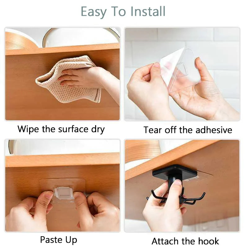 porte couteaux moderne adhésif noir organiser cuisine multifonctionnel porte serviettes porte clés