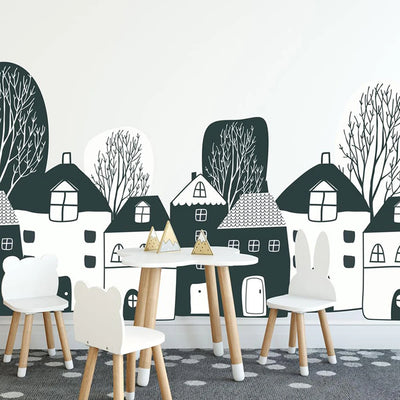 Sticker mural arbre maison Boho nordique chambre enfant