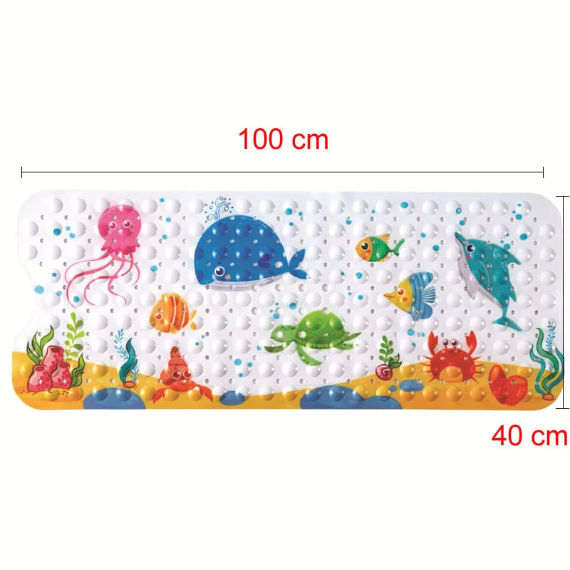 tapis bain pvc thème marin poissons coraux géométrique antidérapant moderne enfantin suction salle bain