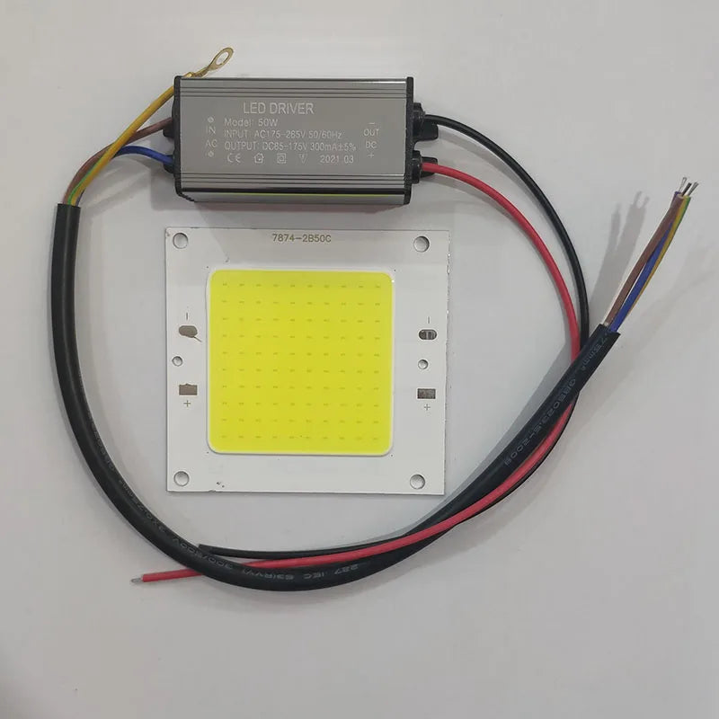 puce led cob 50w driver câbles lampadaire extérieur blanc jaune électronique