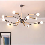 suspension lumineuse moderne araignée industrielle bois métal noir blanc ampoules E27 led scandinave