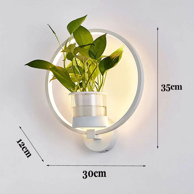lampe murale moderne pot plante intégré noir blanc plante verte structure géométrique minimaliste étude