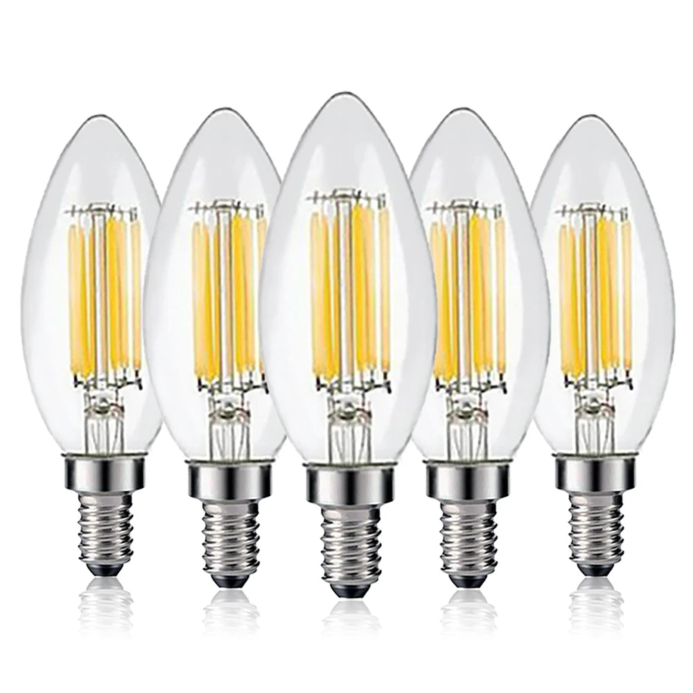 ampoule led filament doré effet bougie transparente vintage 360° blanc chaud 2700K