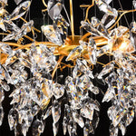 lustre moderne pendentif cristal doré feuilles stylisées led salon chambre