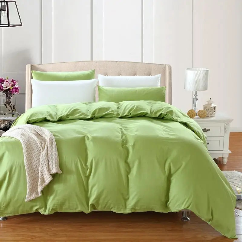 Housse de couette en coton uni gris sur lit double