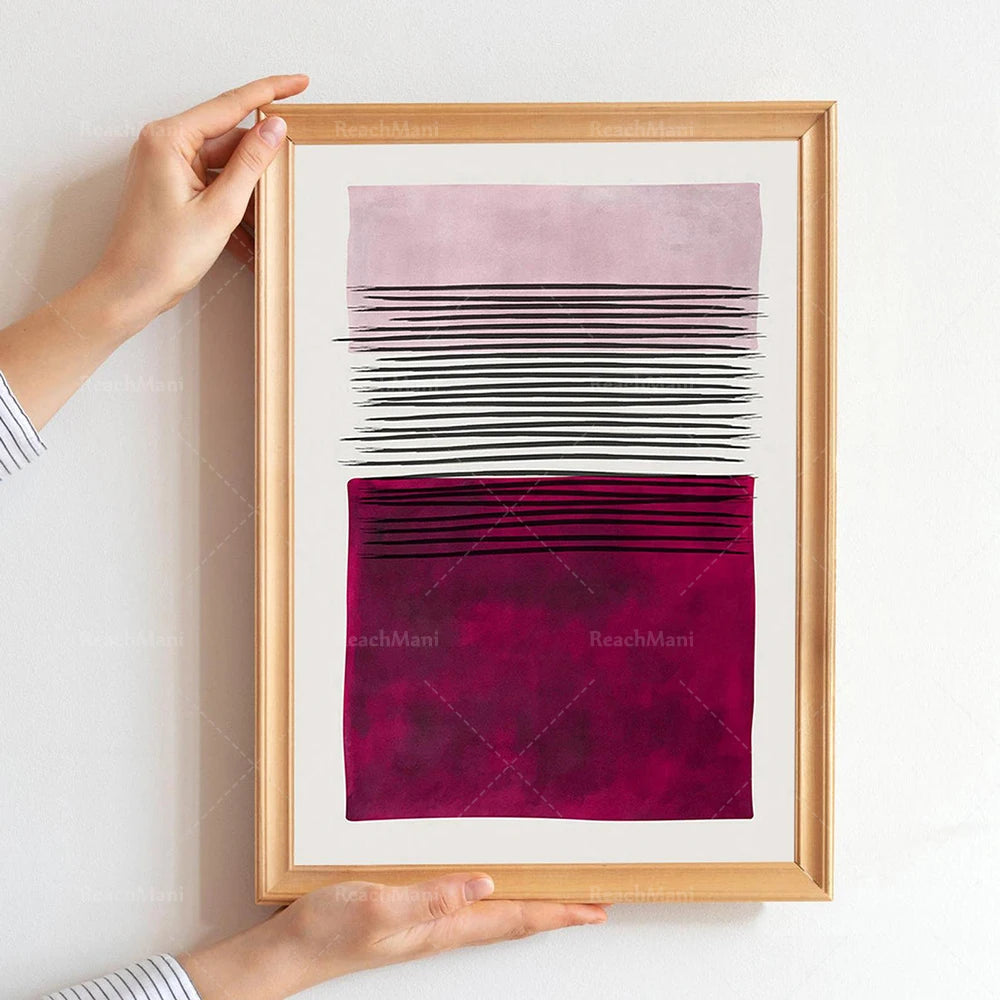 Une œuvre d'art abstraite encadrée, composée de formes géométriques et de touches de couleurs vives, créant une composition visuelle intéressante.