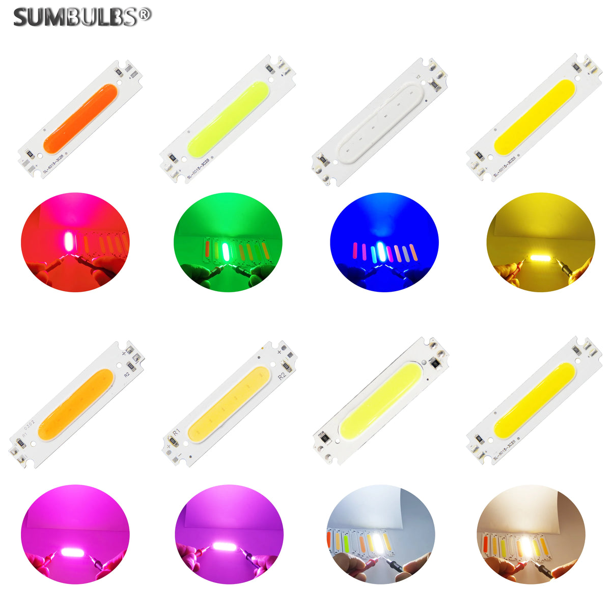 lampe led moderne 60x37mm orange bleu vert blanc connecteurs électriques 2000 lumens 20000h