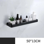 étagère salle bain double niveau murale alliage aluminium noir lisse moderne serviettes pots crèmes
