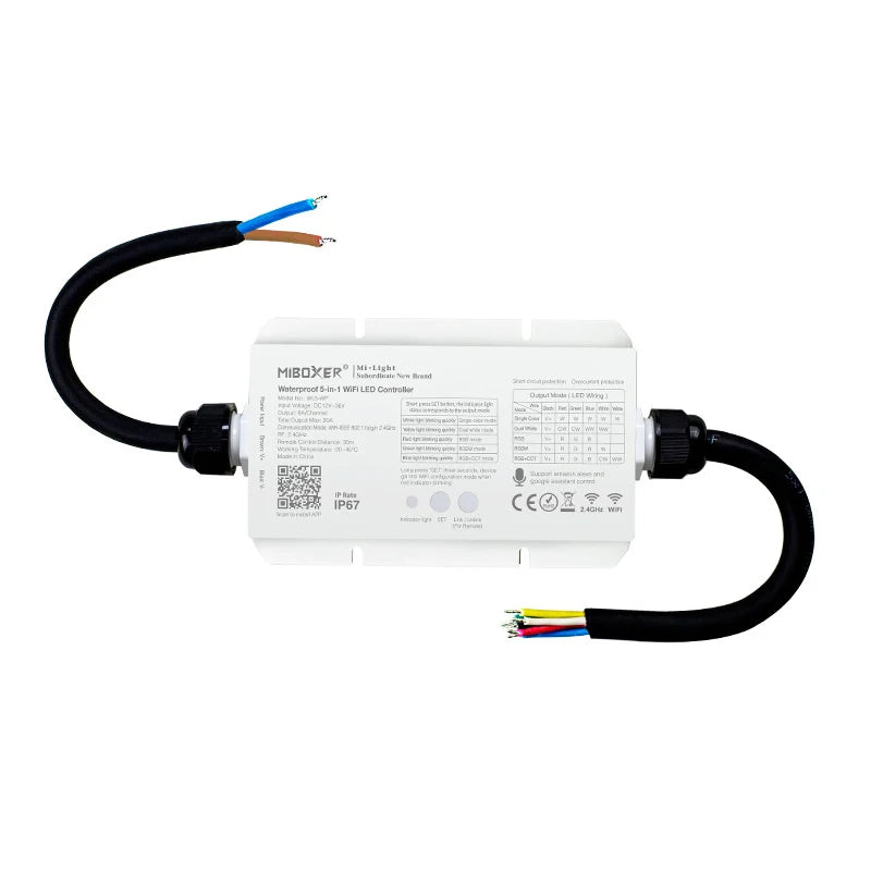 contrôleur led wifi ip67 étanche 12v 24v rgbw cct application smartphone moderne