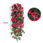 décoration murale guirlande florale roses artificielles feuilles vertes suspension intérieure mariage