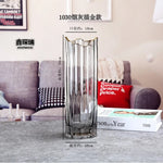 vase verre transparent moderne rayures horizontales couleurs vert gris rose rouge dorés fleurs artificielles